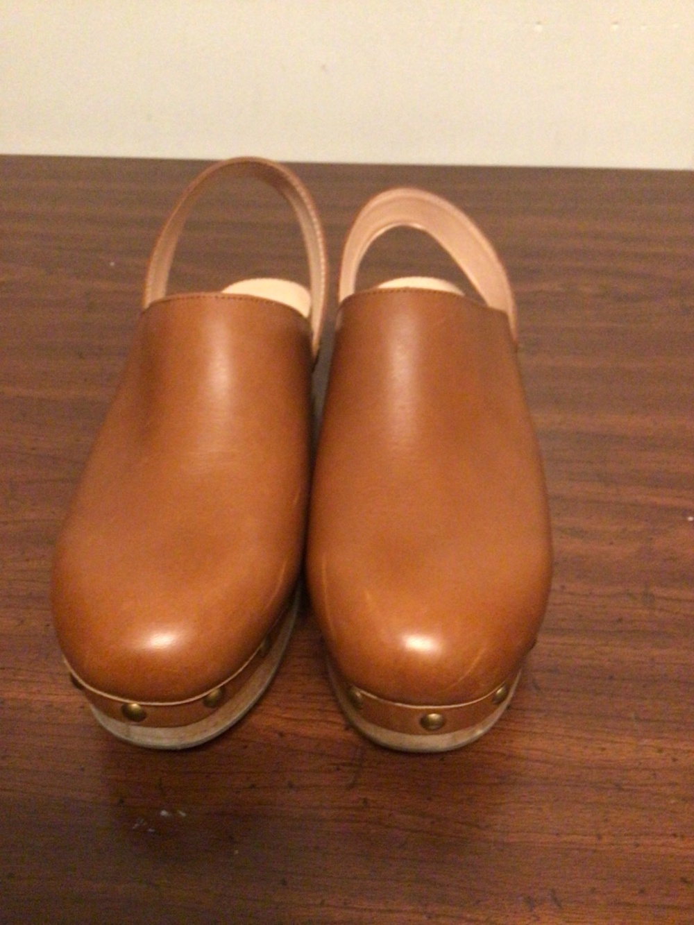 J.Crew clogs with metal stud with ankle strap comfy casual Sz 7 1/2 leather